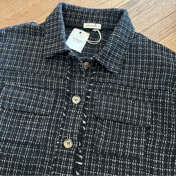 AndTheWhy Tweed Shacket in Black/Beige Thread Textured Size 2XL - Picture 5 of 7